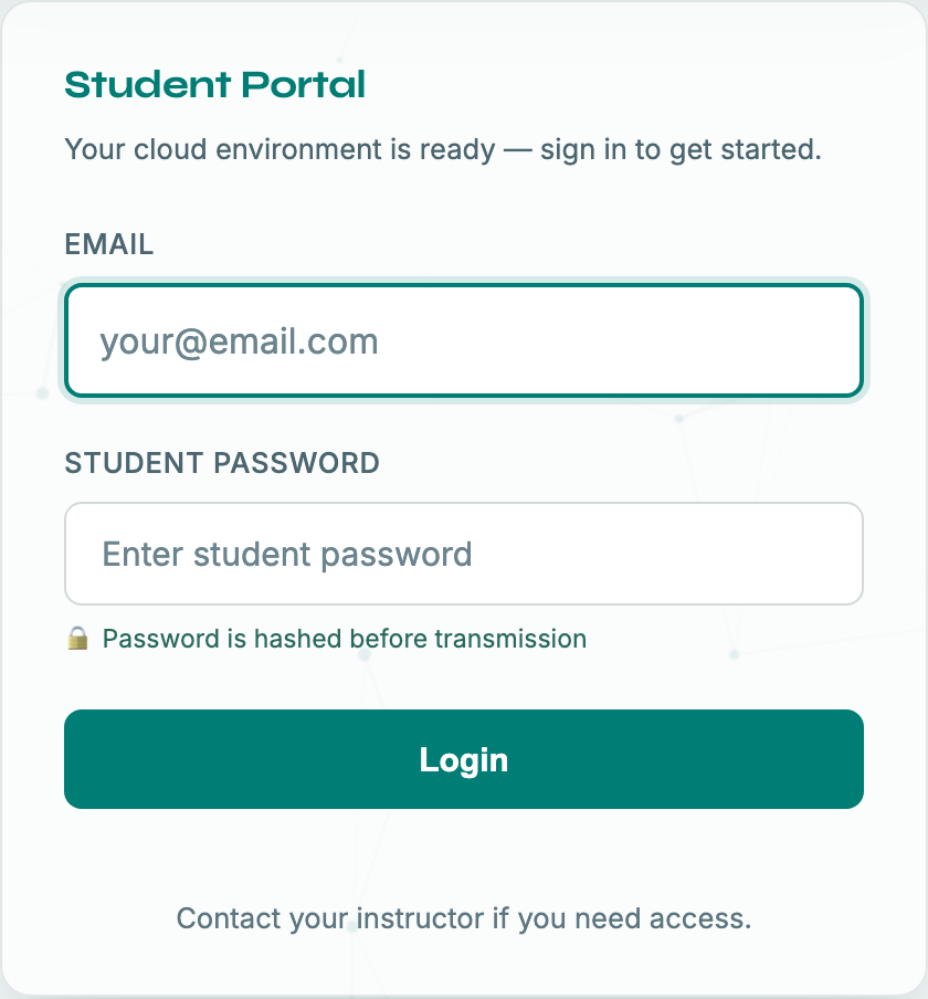 Student Login in light theme