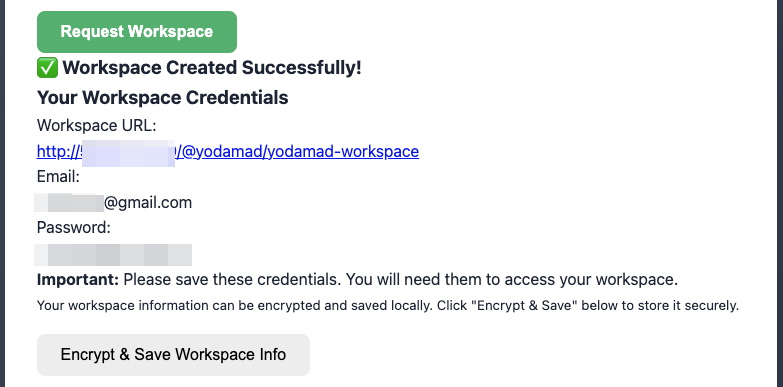 Save your workspace information